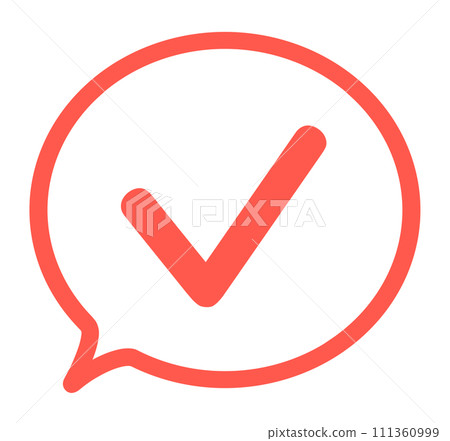 Simple red check mark and speech bubble Simple red check mark and speech bubble 111360999