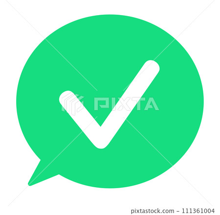 Simple green check mark and speech bubble Simple green check mark and speech bubble 111361004