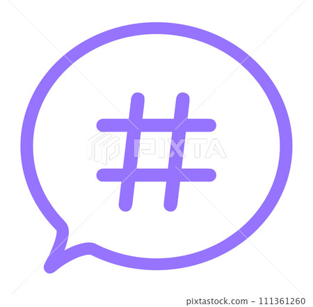 Simple purple hashtag and speech bubble 111361260