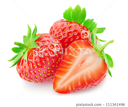 Glossy strawberries isolated on white background 111361496
