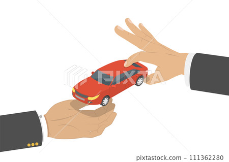 3D Isometric Flat  Conceptual Illustration of Selling Cars, Auto Rental, Carpool or Carsharing 111362280