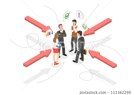3D Isometric Flat  Conceptual Illustration of Customer Focused Approach, Target Audience Segmentation 111362299