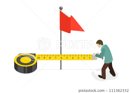 3D Isometric Flat  Conceptual Illustration of Business Performance Measuring, KPI, Benchmarking and Measurement 111362332