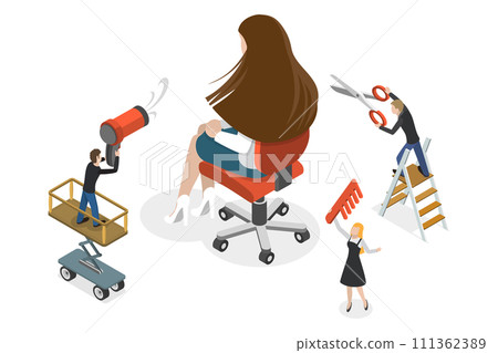 3D Isometric Flat Conceptual Illustration of Haircut and Beauty Saloon, Beauty Parlor 3D Isometric Flat Conceptual Illustration of Haircut and Beauty Saloon, Beauty Parlor 111362389