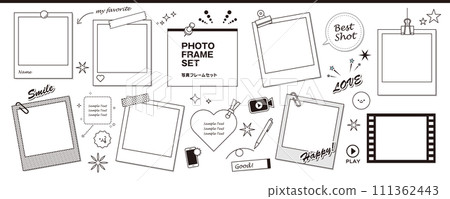 一套有趣的裝飾品，如相框和氣球 111362443