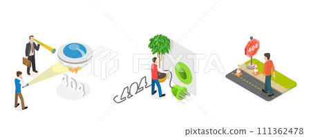 3D Isometric Flat Conceptual Illustration of 404 Error, Disconnection or Loss of Connectivity 3D Isometric Flat Conceptual Illustration of 404 Error, Disconnection or Loss of Connectivity 111362478