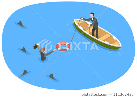 3D Isometric Flat Conceptual Illustration of Government Bailout, Financial Crisis 3D Isometric Flat Conceptual Illustration of Government Bailout, Financial Crisis 111362483