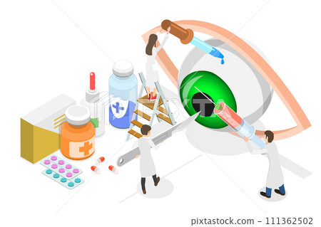 3D Isometric Flat Conceptual Illustration of Cataract Surgery , Ophthalmology or Eye Treatment 3D Isometric Flat Conceptual Illustration of Cataract Surgery , Ophthalmology or Eye Treatment 111362502