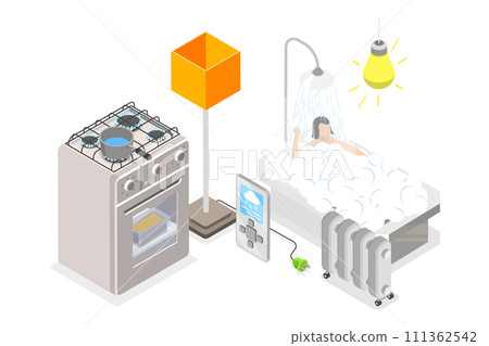 3D Isometric Flat Conceptual Illustration of House Technology, Home Electronic Equipment 3D Isometric Flat Conceptual Illustration of House Technology, Home Electronic Equipment 111362542