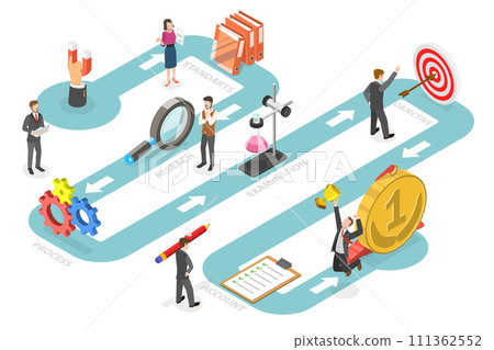 3D Isometric Flat  Conceptual Illustration of Financial Audit, Analytics Business Report 111362552