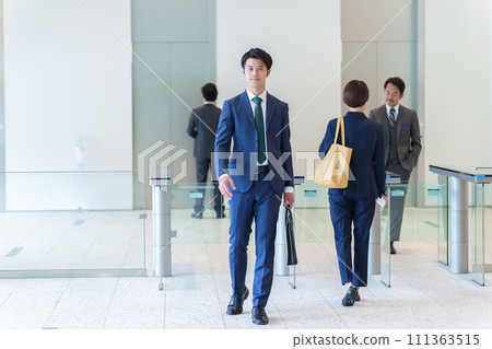Security gate business person whole body 111363515
