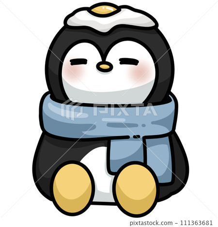 cute penguin with scraf and headphone 111363681