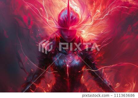 electric knight in full armor, ready for battle, Generative AI electric knight in full armor, ready for battle, Generative AI 111363686