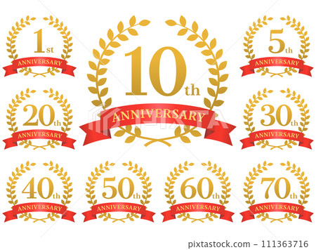 Anniversary icon gold red_vector illustration Anniversary icon gold red_vector illustration 111363716