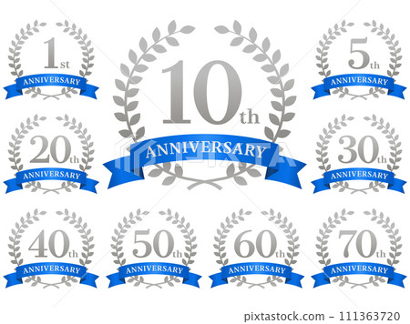 Anniversary icon_silver blue_vector illustration 111363720