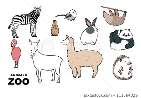 動物園可愛的動物插畫 111364029