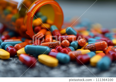 散落的藥丸：人工智慧生成的象徵吸毒社會問題的圖像 111364100