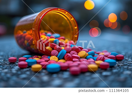 散落的藥丸：象徵吸毒社會問題的圖像 AI 生成 6 111364105
