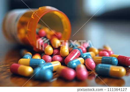 散落的藥丸：人工智慧生成的象徵藥物濫用社會問題的圖像 28 111364127