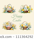 A basket of Easter eggs elements  111364292