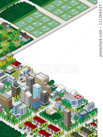 Three-dimensional view of the townscape. Cityscape. Three-dimensional view of the townscape. Cityscape. 111364337