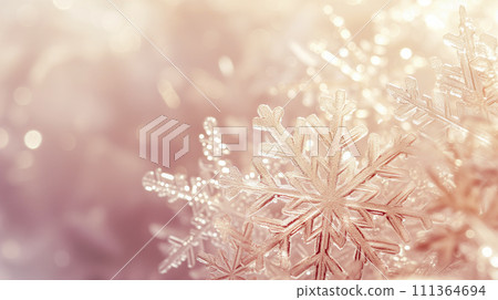 美麗的雪花，背景素材與冬天的圖像。用於企業主頁、PPT等的裝飾。 111364694