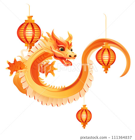 chinese new year of dragon icon zodiac sign for greeting card asian flyer invitation poster 111364837