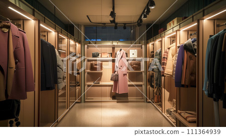 Luxury costumes displayed in a high-end apparel shop. rich life. relaxed lifestyle. 111364939