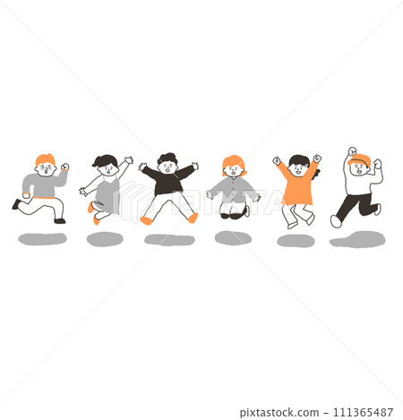 Children jumping whole body 111365487