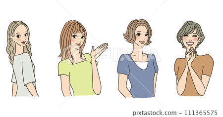Stylish female upper body with various expressions Stylish female upper body with various expressions 111365575