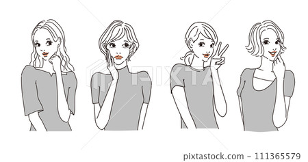 Stylish female upper body with various expressions Stylish female upper body with various expressions 111365579