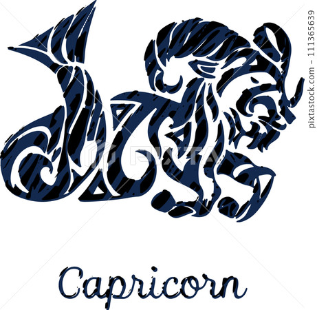 酷部落風格墨水摩羯座星座標誌 111365639