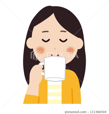 A woman drinking coffee A woman drinking coffee 111366504