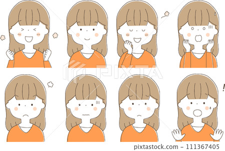 Young woman facial expression set 7 Young woman facial expression set 7 111367405
