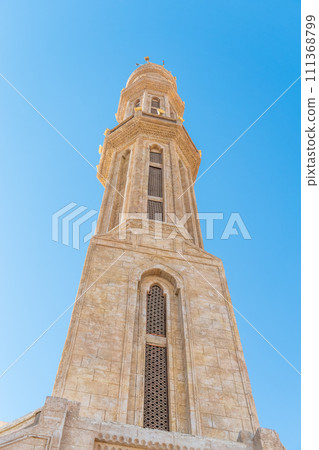 Tower of Al Mustafa Mosque in Old Town of Sharm El Sheikh in Egypt, at sunset Tower of Al Mustafa Mosque in Old Town of Sharm El Sheikh in Egypt, at sunset 111368799