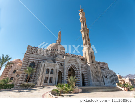 Beautiful Al Mustafa Mosque in Old Town of Sharm El Sheikh in Egypt, at sunset 111368802
