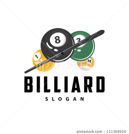 Billiard Logo Minimalist Design Ball and Stick Symbol Illustration Template 111368910