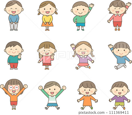 Children set in various poses Children set in various poses 111369411