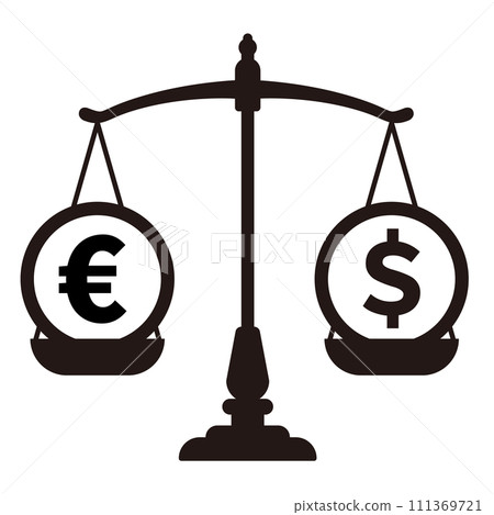Euro-dollar exchange rate, illustration of a scale illustrating what exchange is. Euro-dollar exchange rate, illustration of a scale illustrating what exchange is. 111369721