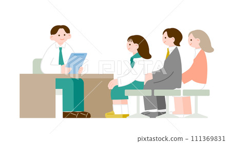 老師、學生、家長三方會面插畫素材 111369831