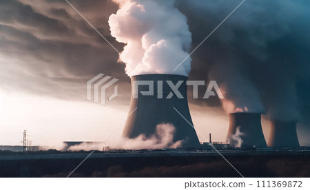 核電廠渦輪機廠房冒出煙霧。 核電廠渦輪機廠房冒出煙霧。 111369872