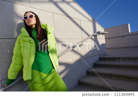 Fashion asian female model outdoor. 111369945