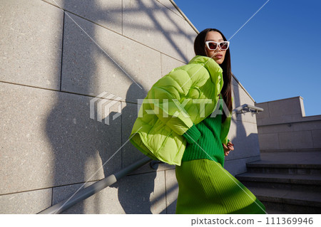 Fashion asian female model outdoor. 111369946