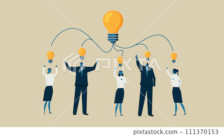 The light bulbs that each man and woman brought together became a big, glowing light bulb. 111370153