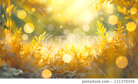 Close-up of sparkling yellow meadow and bokeh 111370356