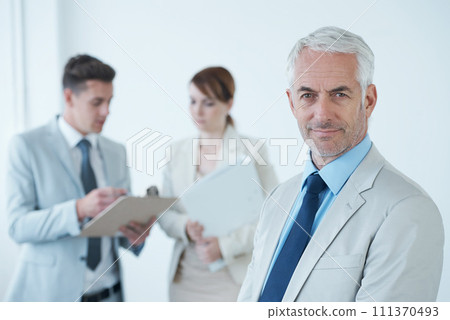 Businessman, office and portrait with employee, planning and teamwork. Ceo, manager and team for meeting, discussion and collaboration with mentor, hiring or onboarding for corporate recruitment Businessman, office and portrait with employee, planning and teamwork. Ceo, manager and team for meeting, discussion and collaboration with mentor, hiring or onboarding for corporate recruitment 111370493