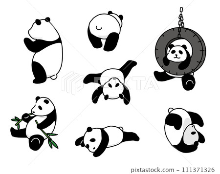 手繪熊貓插圖集 111371326