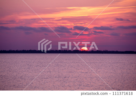 Seascape in the evening. Sunset over the sea 111371618