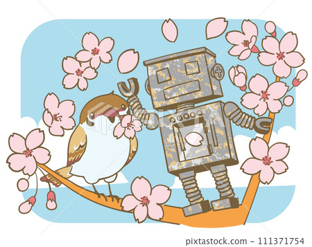 春天的櫻花與花園機器人 111371754