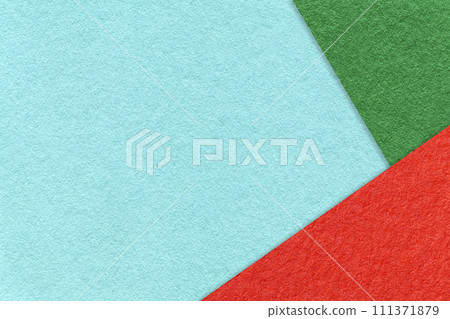 Texture of craft light turquoise color paper background with green and red border. Vintage abstract blue cardboard. Texture of craft light turquoise color paper background with green and red border. Vintage abstract blue cardboard. 111371879